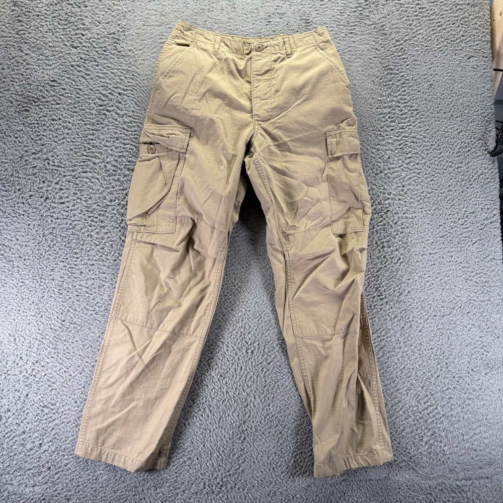 Vintage US Army Pant Mens S(30x31) Beige Cotton Ripstop Cargo Straight Leg USA
